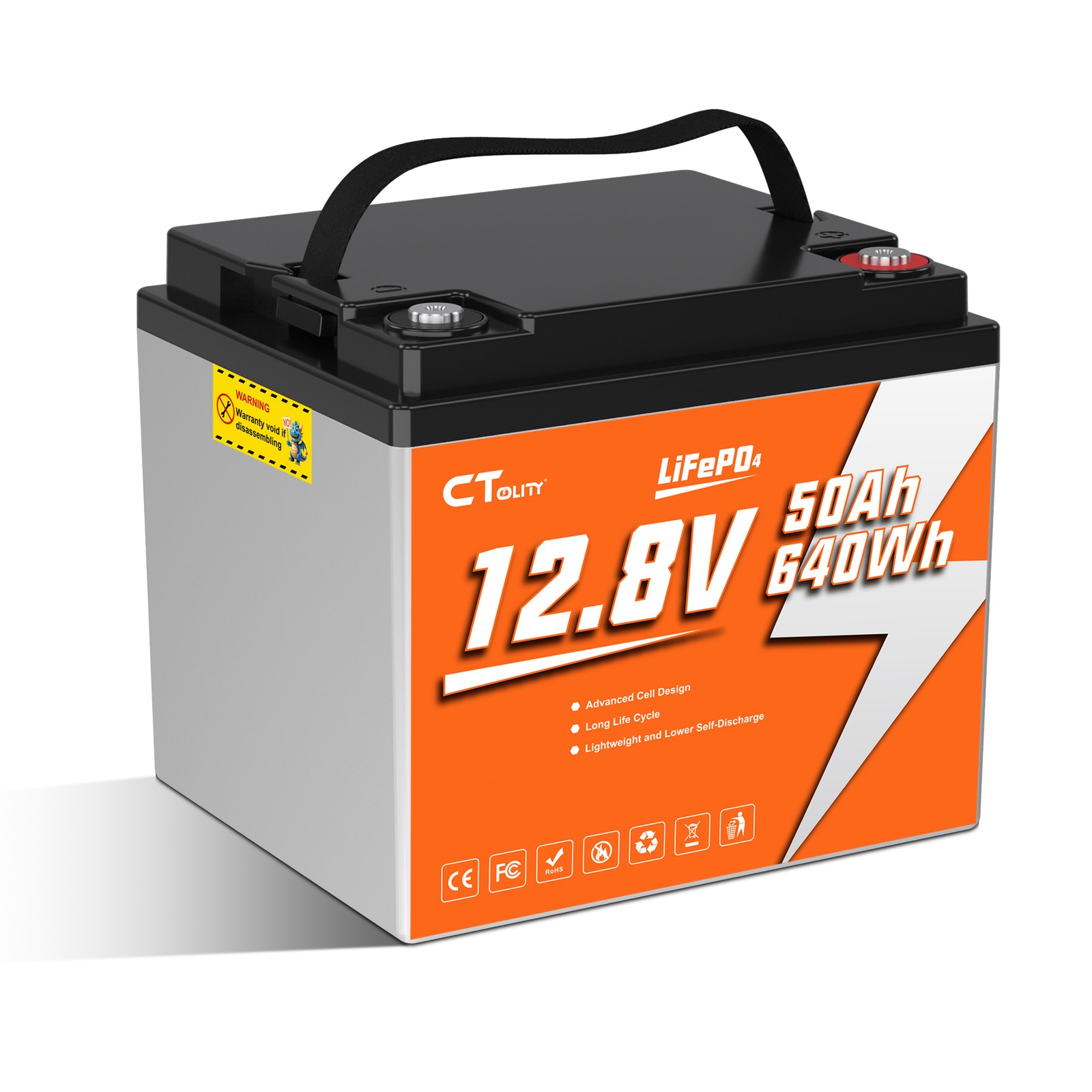 1/2/3/4 pack Ctolity 12V 50Ah LiFePO4 Lithium Battery