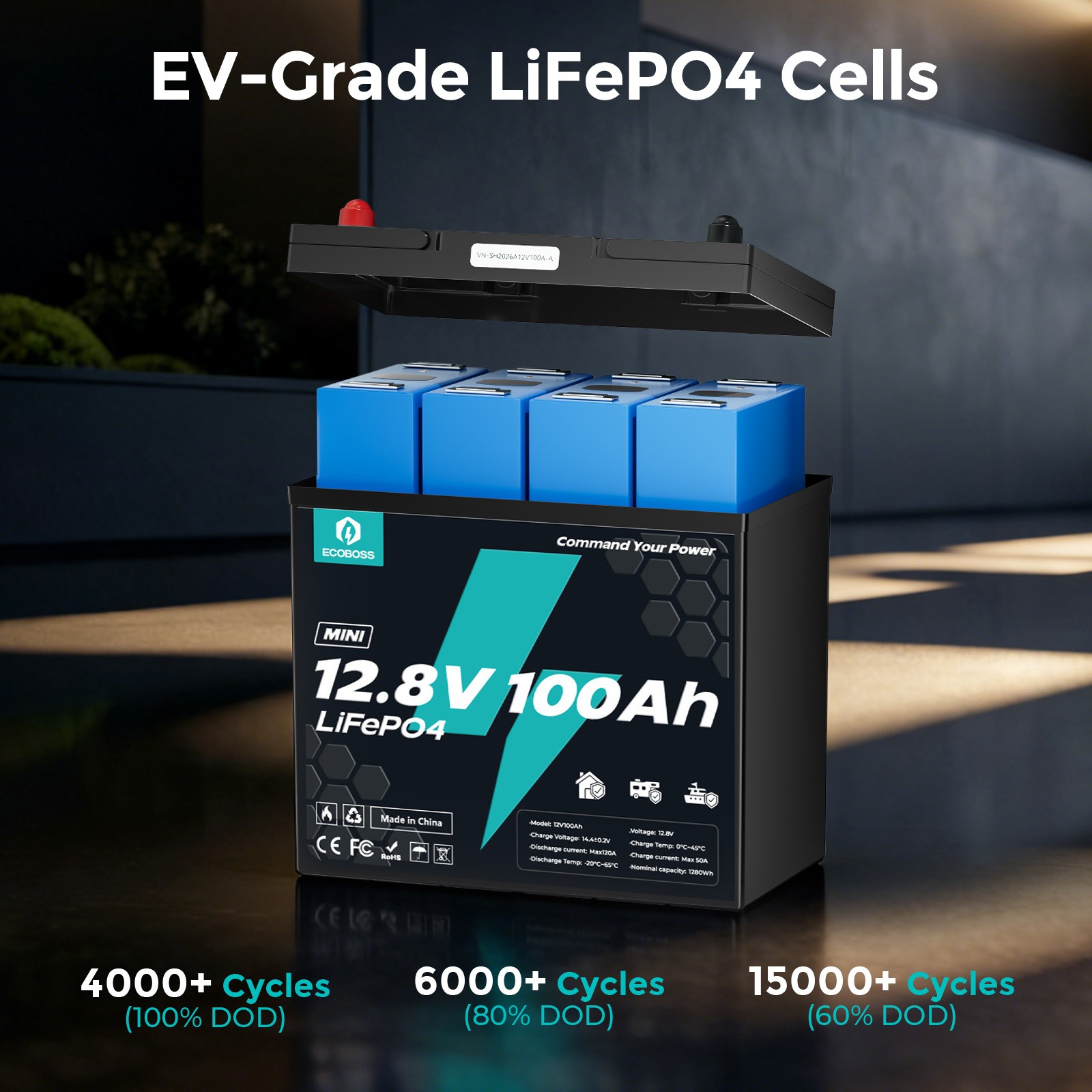 12V 10Ah 100Ah 200Ah 300Ah LiFePO4 Lithium Battery Solar RV Home Boat Off-grid