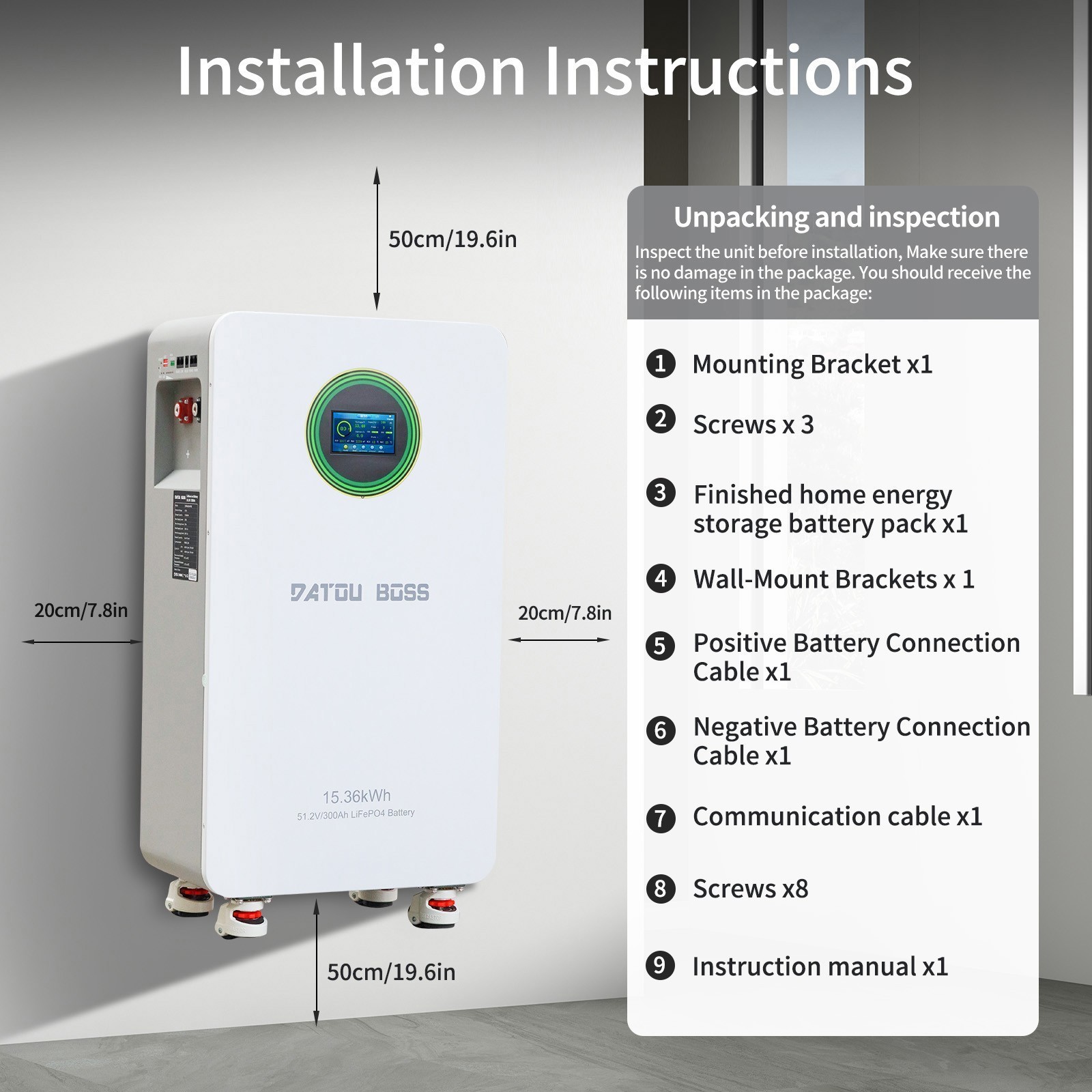 2PCS olar Energy 15kWh Home Storage Battery for Solar Backup 51.2V 314Ah LiFePo4