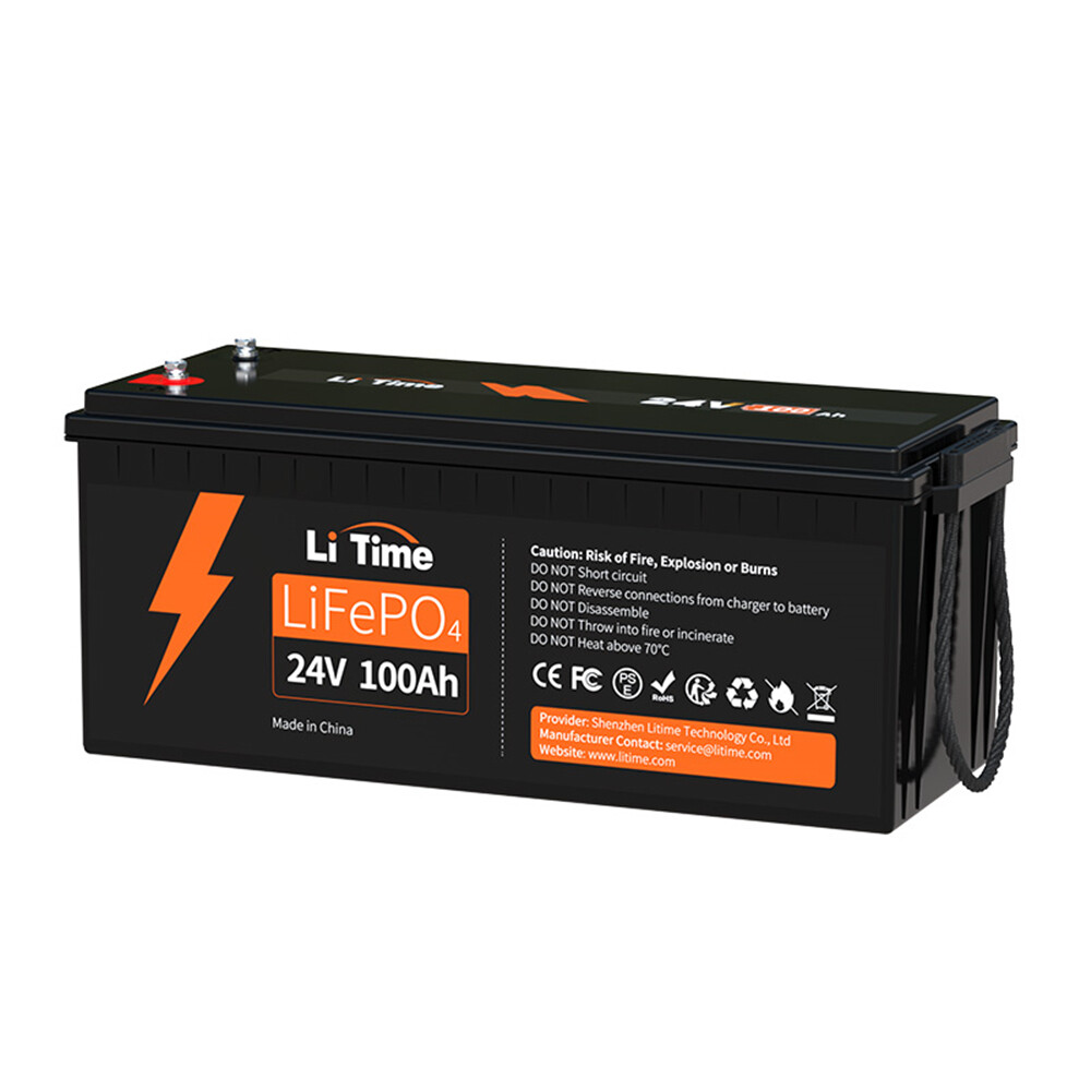 Litime 24V 100Ah LiFePO4 Lithium Battery BMS Deep Cycle for Off-grid Solar Boat
