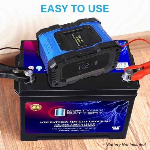 12V/24V 10Amp Smart Automatic Charger & Maintainer with Restoration, 12V/24V