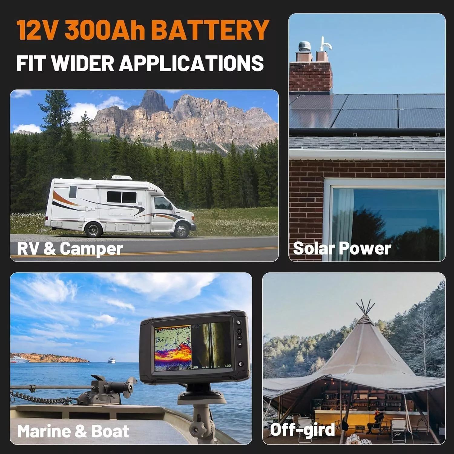 300AH 12V LiFePO4 Lithium Battery 15000+ Deep Cycle BMS for Solar RV Off-grid