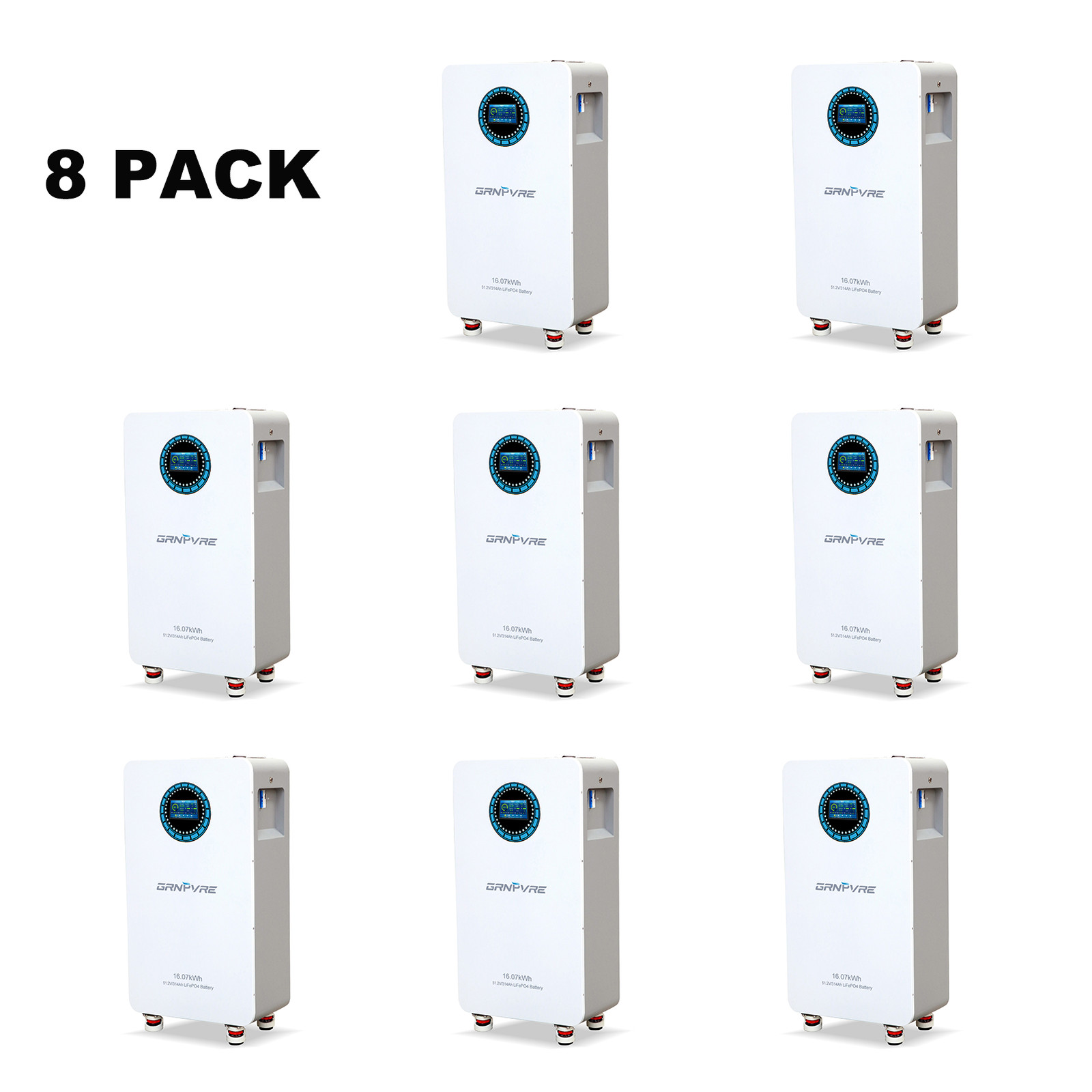 8PACK 48V 314Ah 16.07kwh Lithium Battery LiFePO4 for RV Solar Off-grid BMS