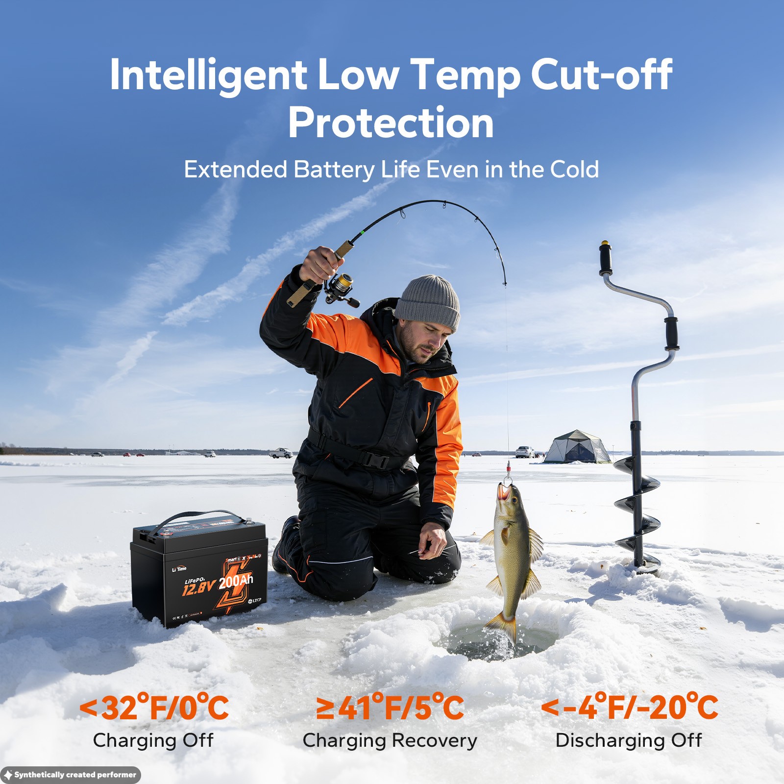 LiTime 12V 200Ah Xtra Mini Bluetooth Trolling Motor LiFePO4 Battery Group31 Size