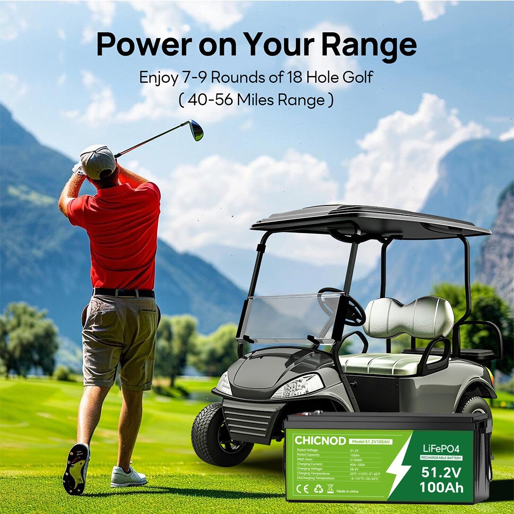 100Ah 48V LiFePO4 Lithium Battery 51.2V Built-in BMS Deep Cycle for RV Golf Cart