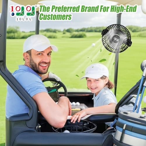 10L0L USB Golf Cart Fan – Magnetic Mount & Secure Black magnetic