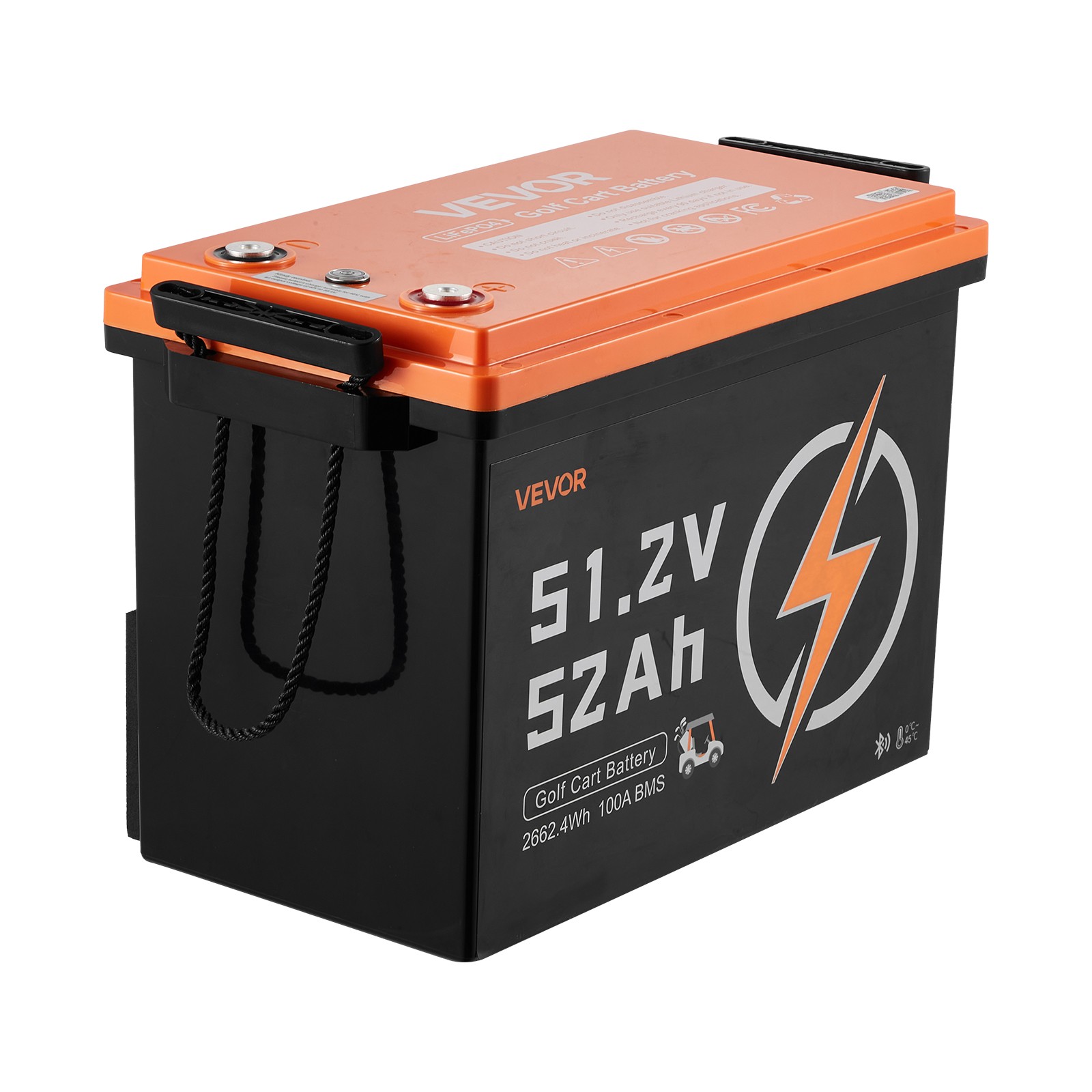 VEVOR 48V 52AH Lithium Golf Cart Battery Lifepo4 15A Charger Bluetooth APP