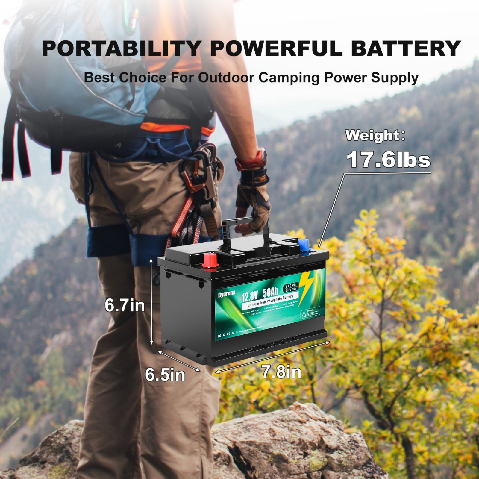 2PCS 12.8V 50Ah LiFePO4 Deep Cycle Lithium Battery for RV Solar Camping Marine