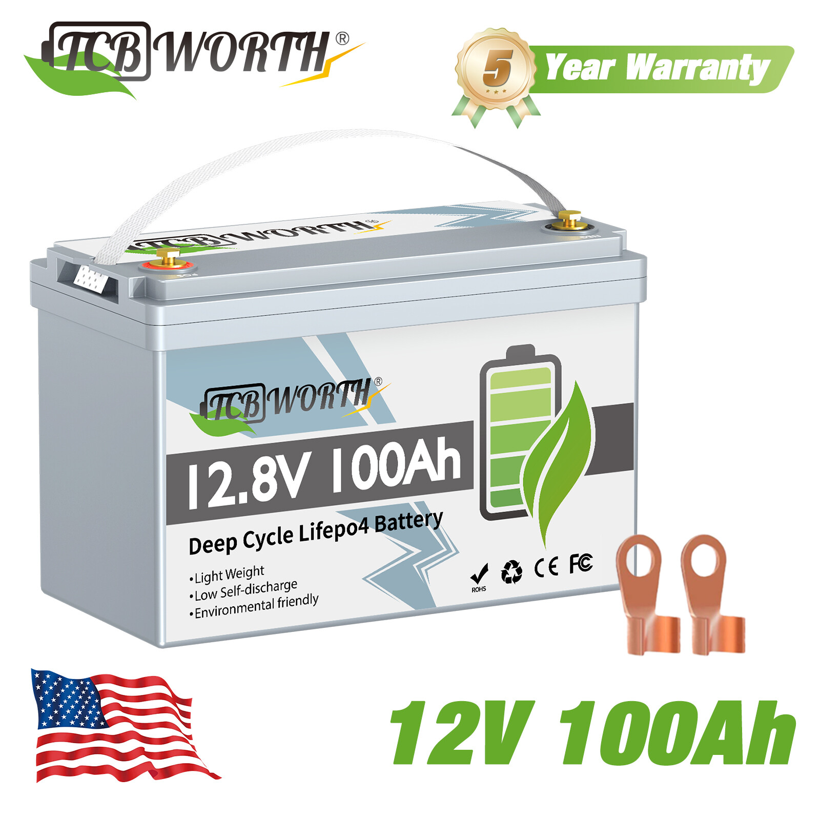 12V 100Ah Group 31 LiFePO4 Lithium Battery BMS For RV Trailer Vans Marine Boat