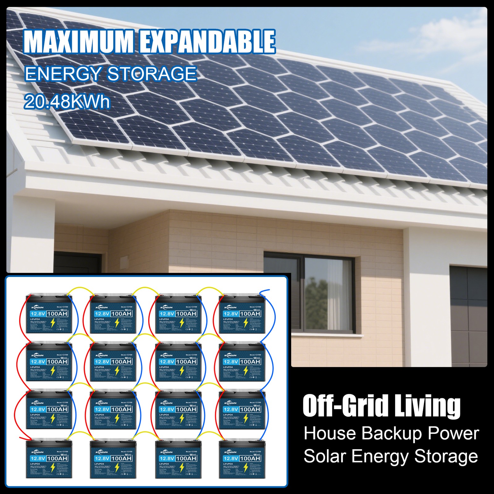 12V 100Ah LiFePO4 Lithium Battery Deep Cycle BMS For RVs Solar Off-grid+Charge