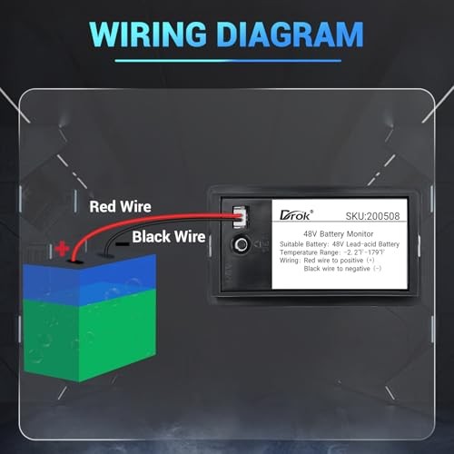 48v Golf Cart Battery Meter – LCD Display Lithium Battery Monitor 10 48V Black