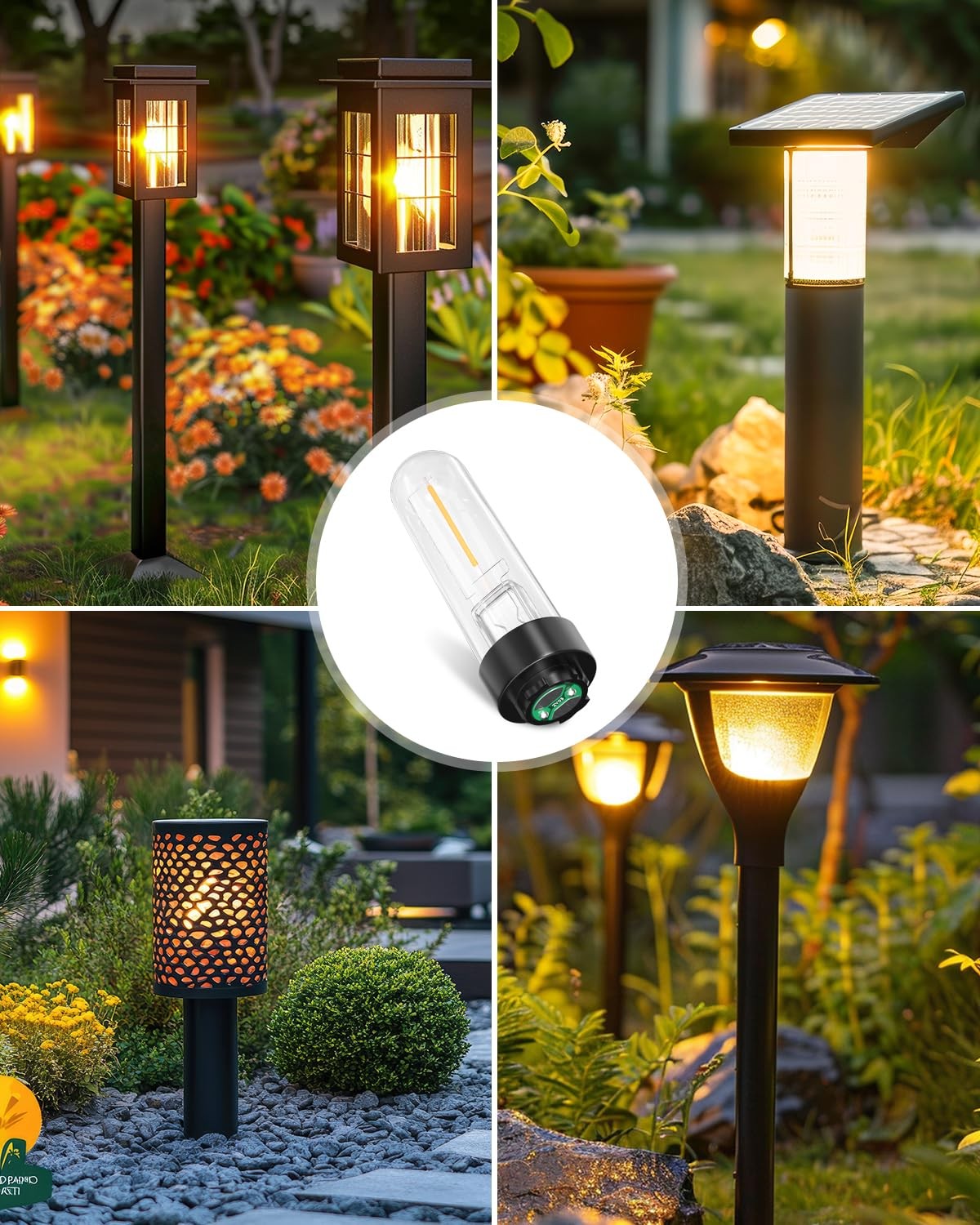 TrustWheel Solar Garden Light Replacement Bulbs, Outdoor Warm White