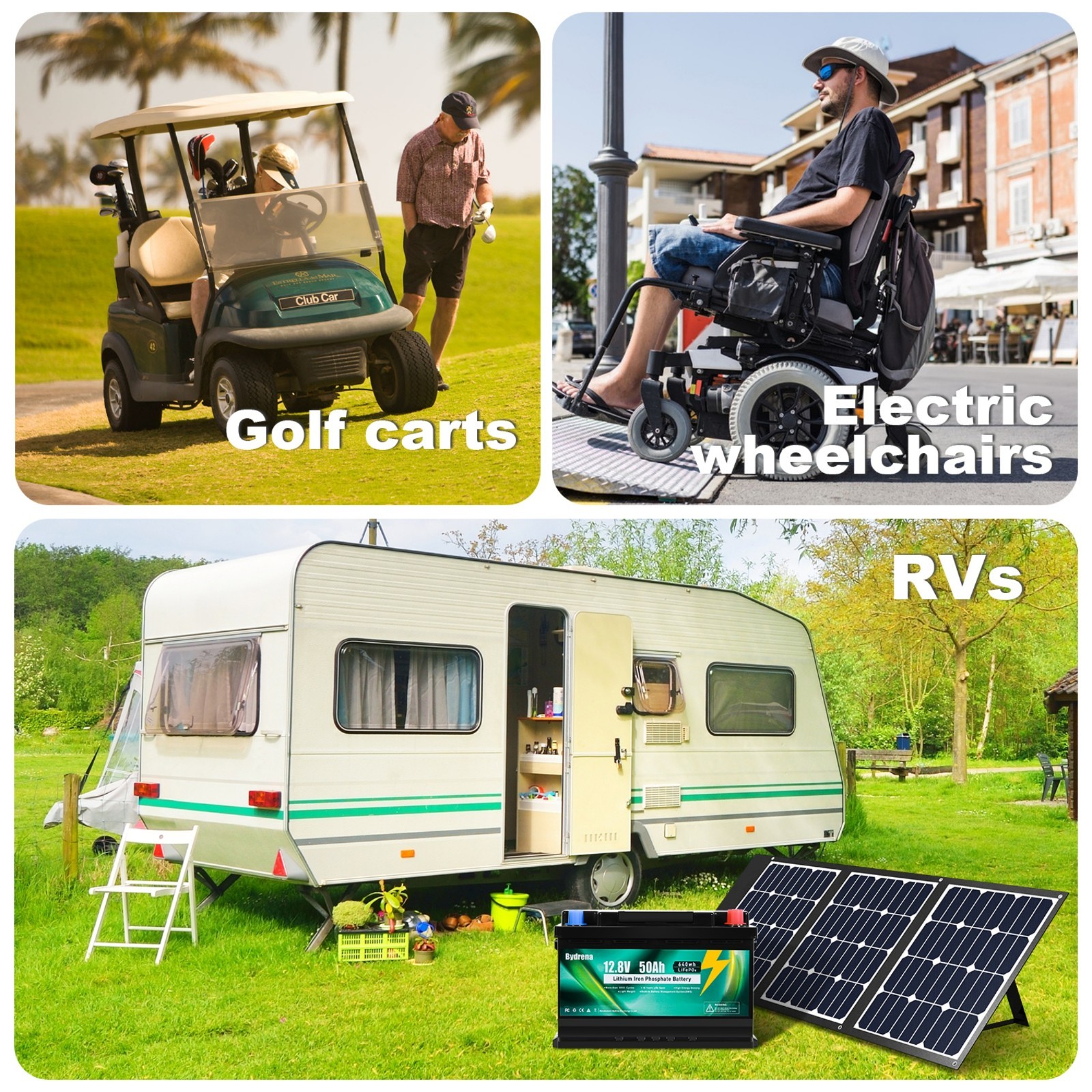 2PCS 12.8V 50Ah LiFePO4 Deep Cycle Lithium Battery for RV Solar Camping Marine