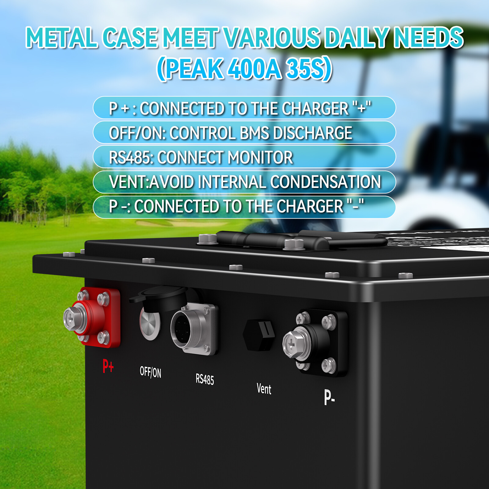36V 100Ah 48V 100A Golf Cart Lithium LiFePO4 Battery 200A BMS 15000+ Deep Cycle