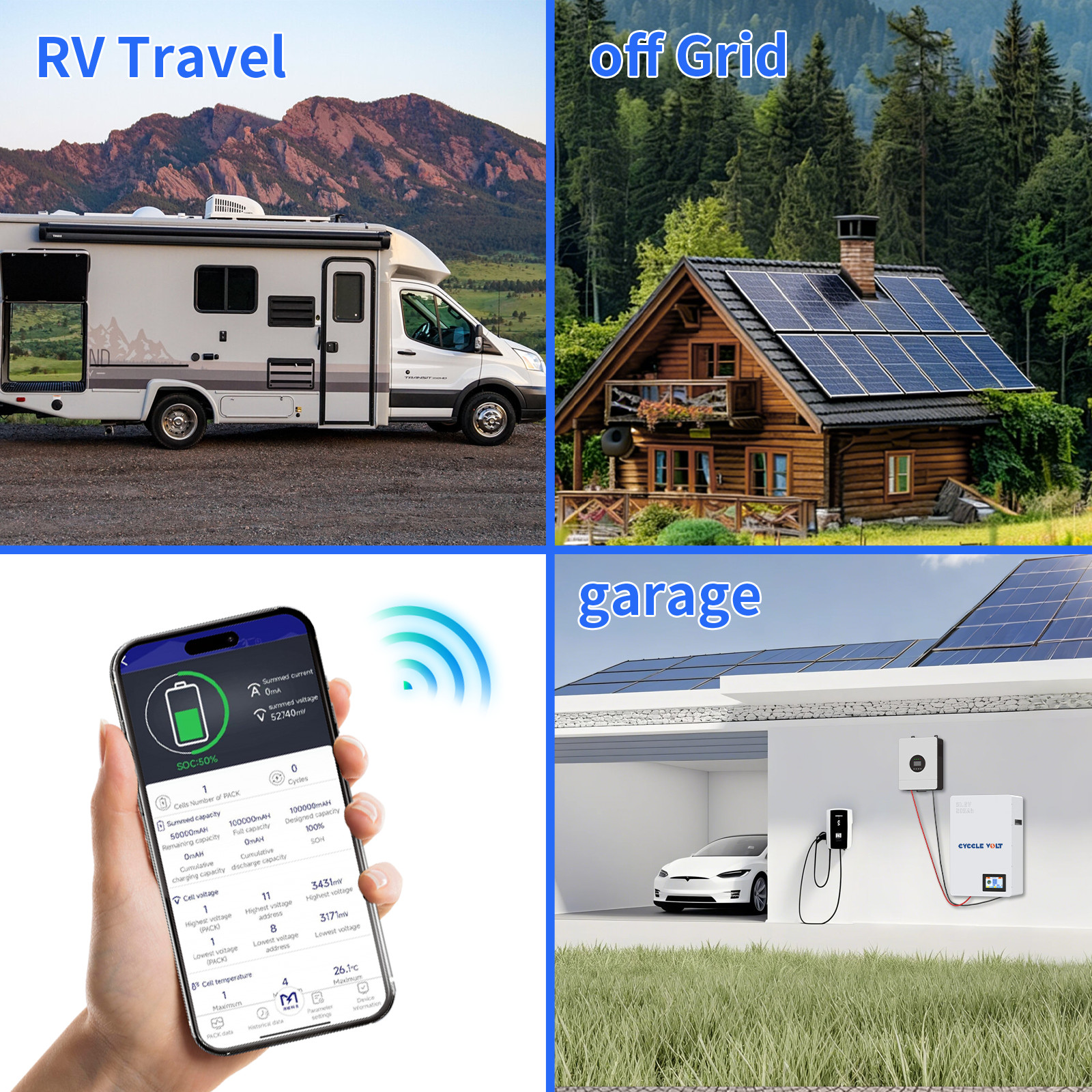 48V 200Ah Deep Cycle Lithium Battery LiFePO4 200A BMS for RV Solar Boat Off-grid