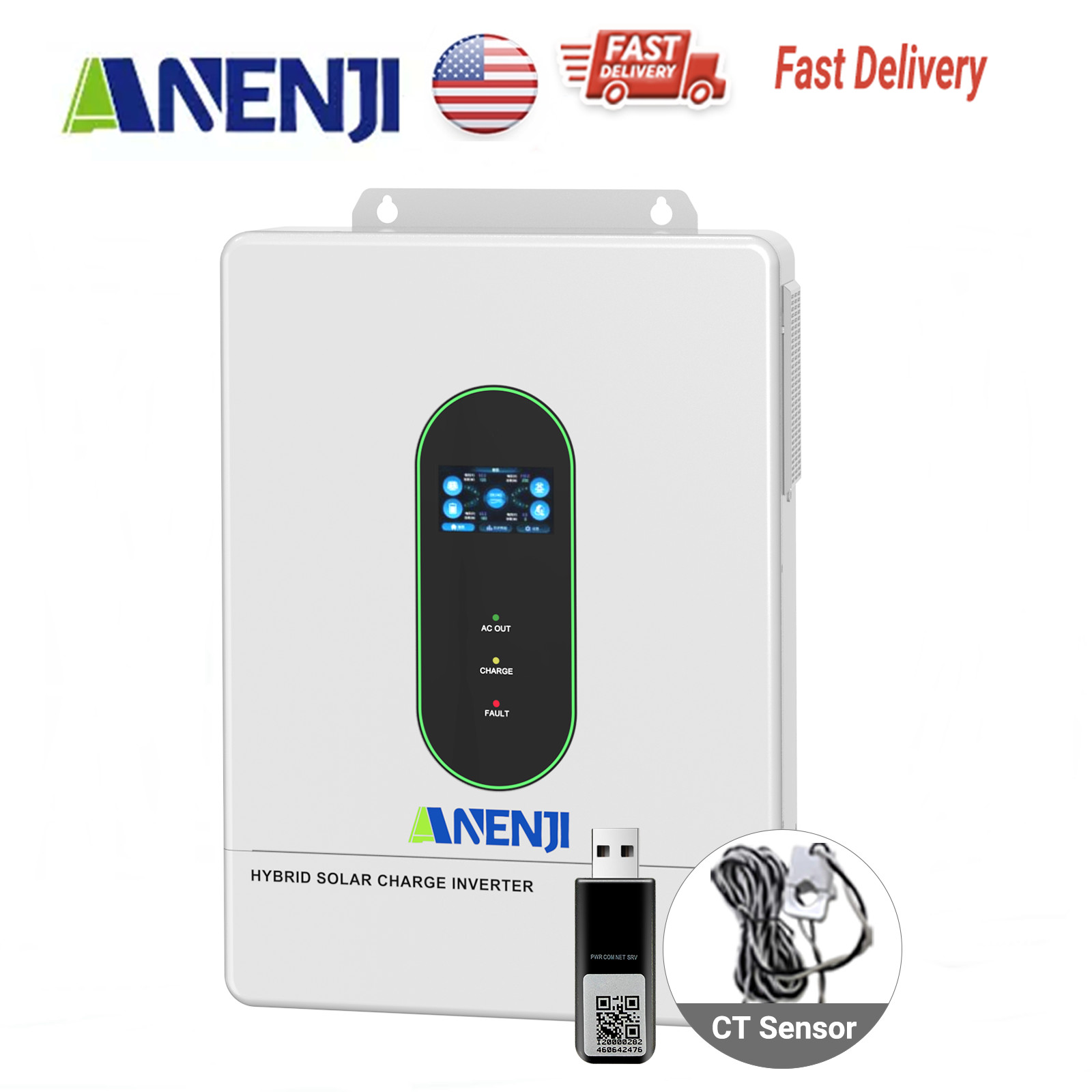 16KWh 314Ah 51.2V Lithium LiFePO4 Battery+12KW 120V/240Vac Solar Hybrid Inverter