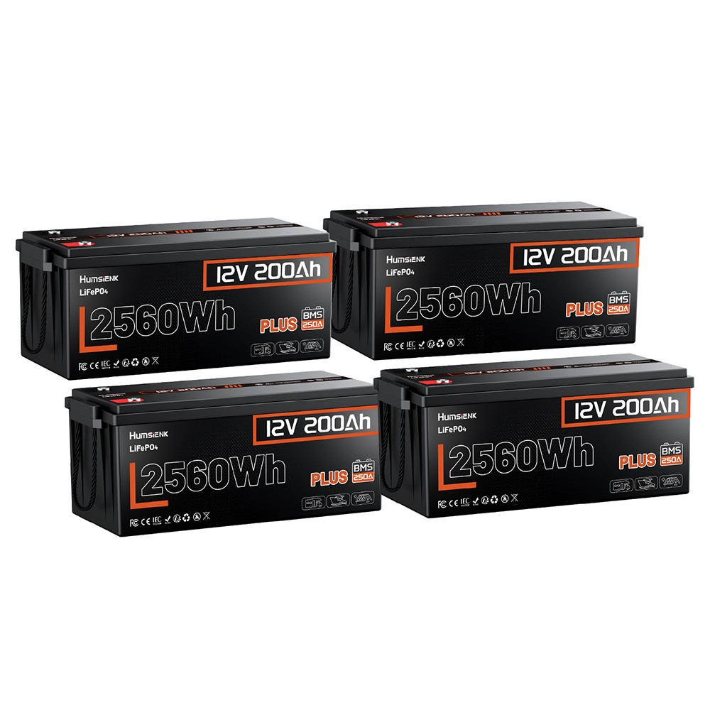 4Pack 12V 24V 200Ah Lithium LiFePO4 Battery 250A BMS Home Hackup RV Off-Grid