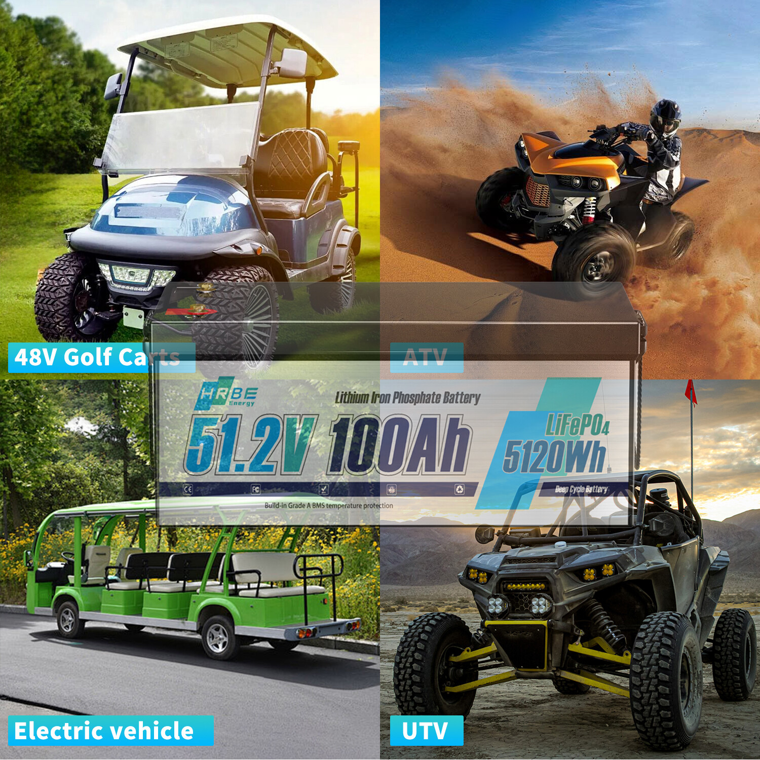 12V 24V 36V 48V 100Ah 200Ah 400Ah Lithium LiFePO4 Battery 200A BMS 10000+Cycles