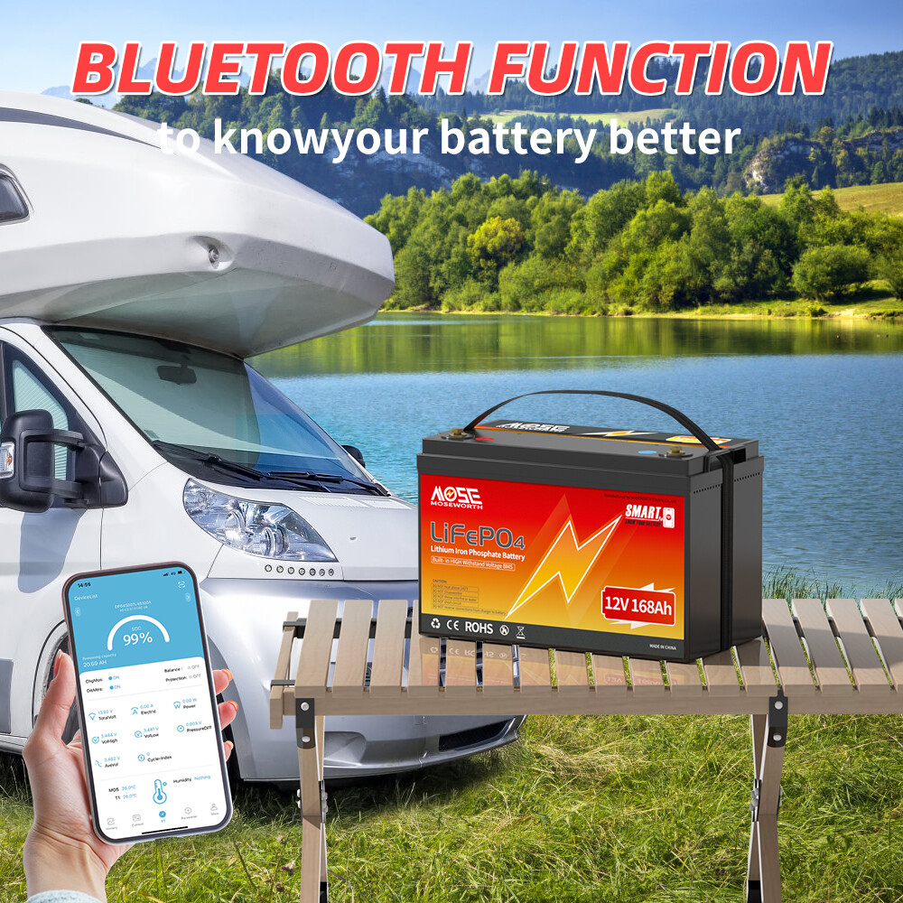 12V 168Ah LiFePO4 Bluetooth Lithium battery 15000+Deep Cycle BMS Solar Marine