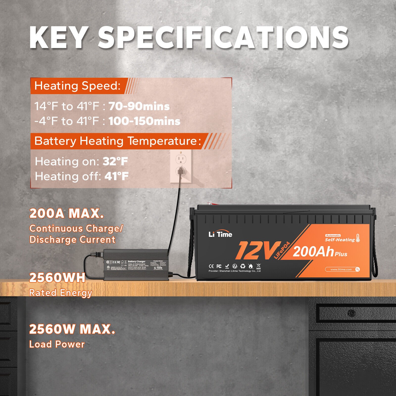 Used LiTime 12V 200Ah Plus Self-Heating Lithium Battery LiFePO4 Cold Weather