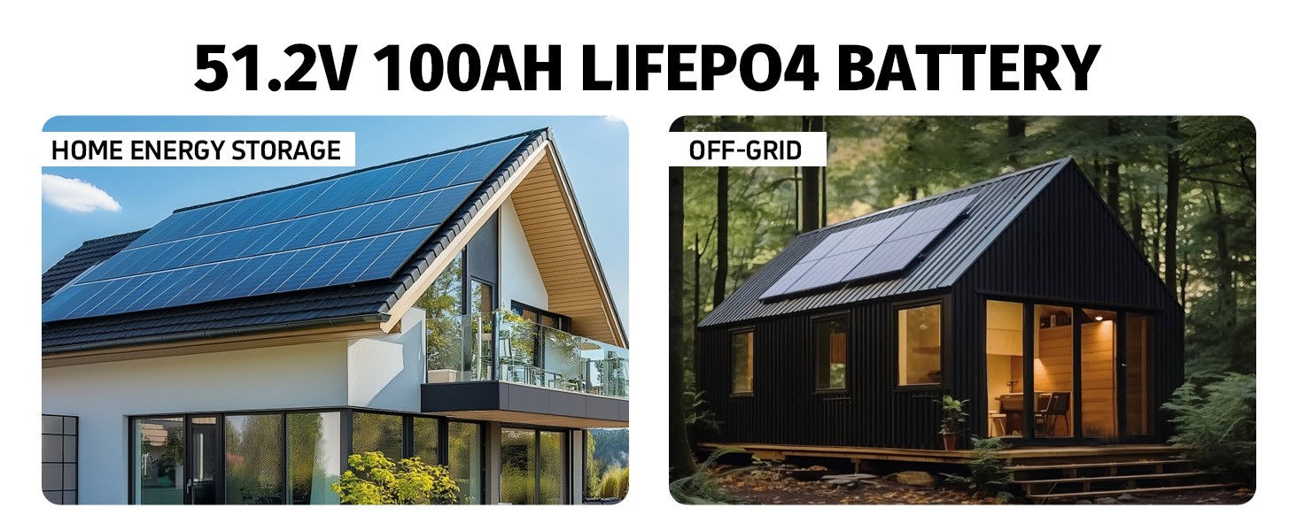 48V 100Ah LiFePO4 Lithium Wall Mounted Battery 5120Wh 100A BMS Solar Home Backup