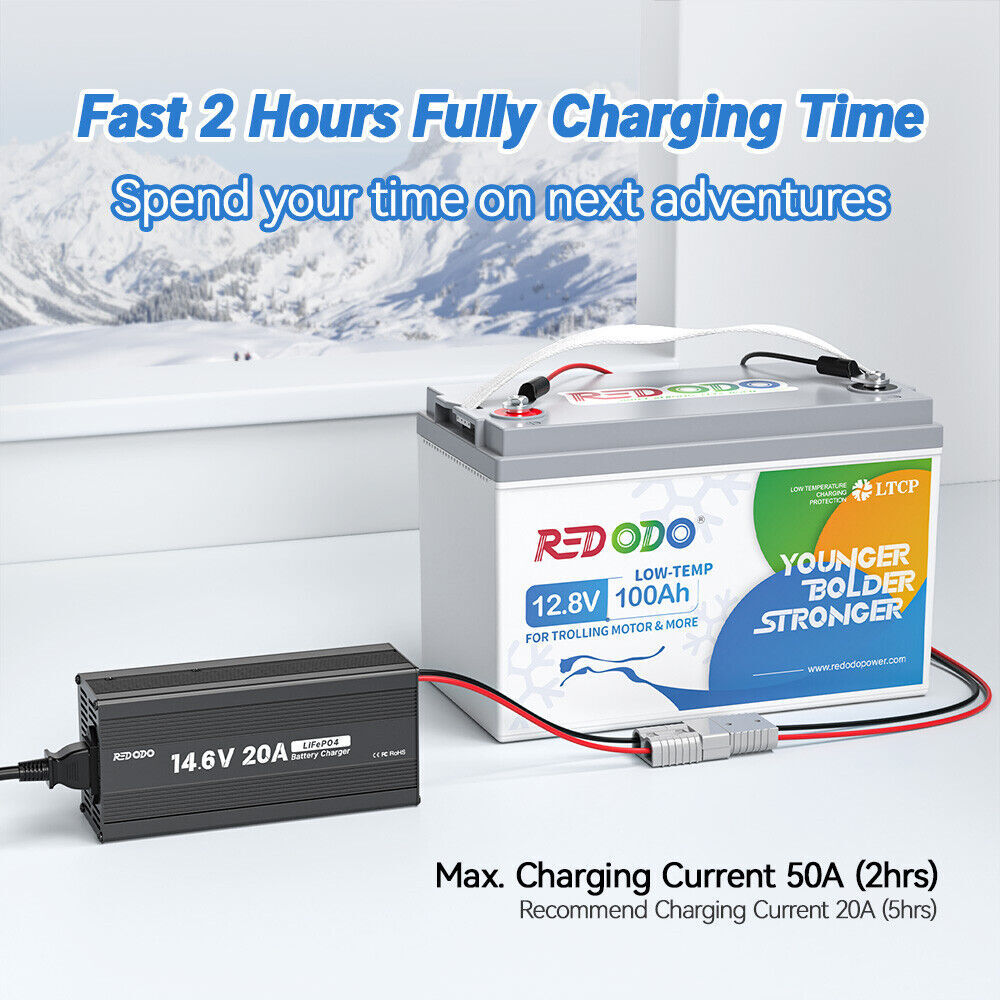 Redodo LiFePO4 Lithium Battery 12V 100Ah 200Ah 300Ah for RV Trolling Motor Lot
