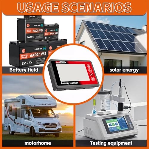 500A Battery Monitor with Shunt, 8–120V Coulomb Meter, DC Power & Capacity