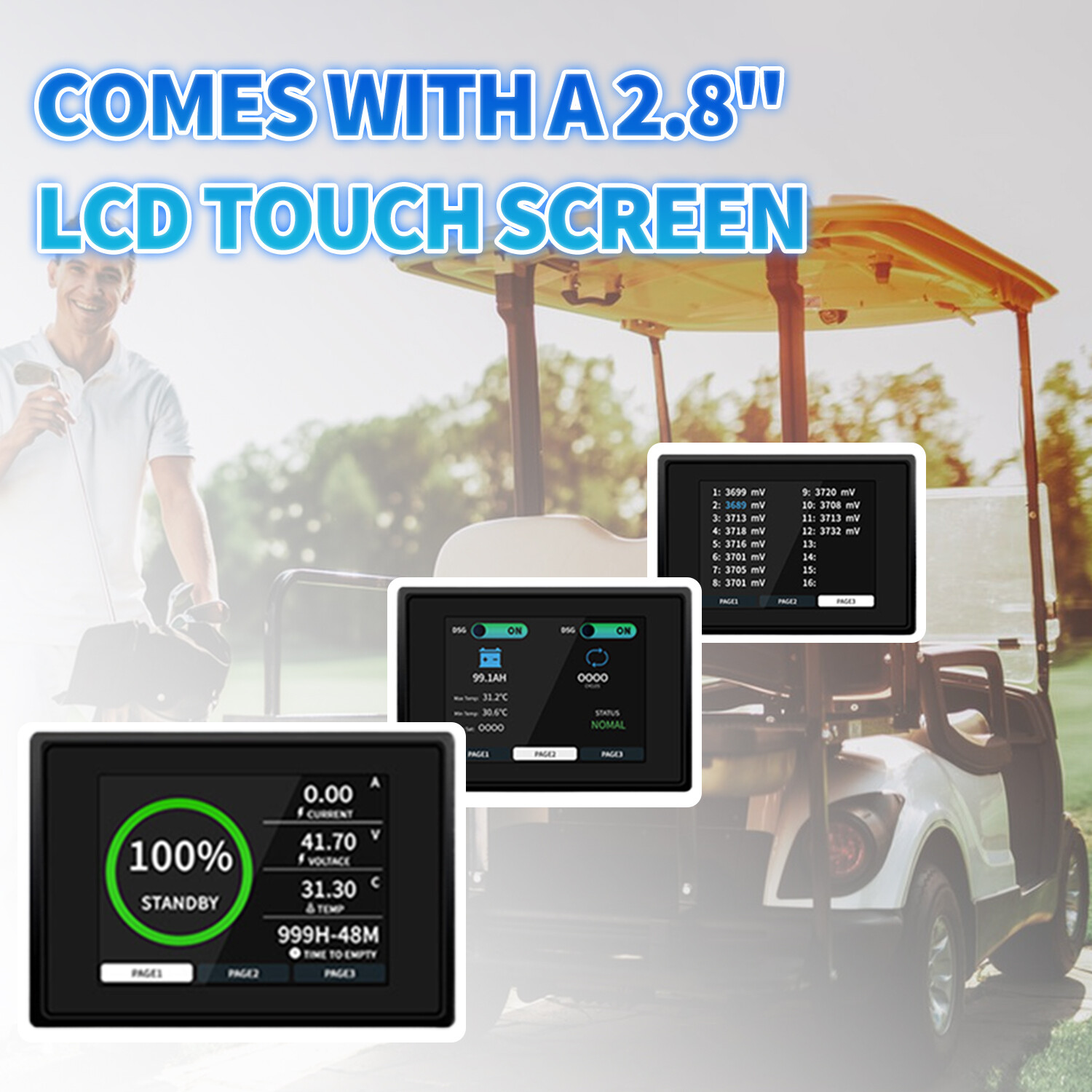 36V 105Ah Battery LiFePO4 Lithium Golf Cart 200A BMS 15000+ Cycles with Monit