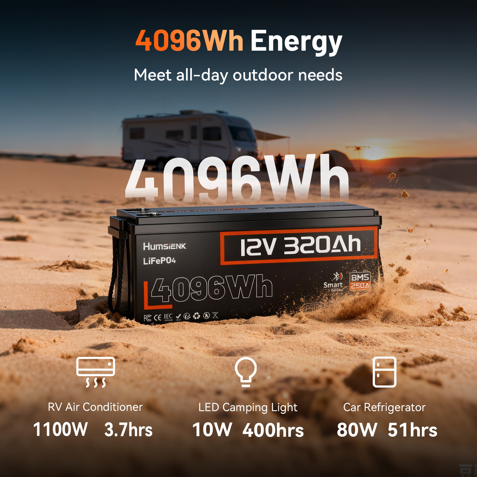 2Pack 12V 320Ah 8192Wh LiFePO4 Lithium Battery Bluetooth APP 6,000+ Cycles Yacht