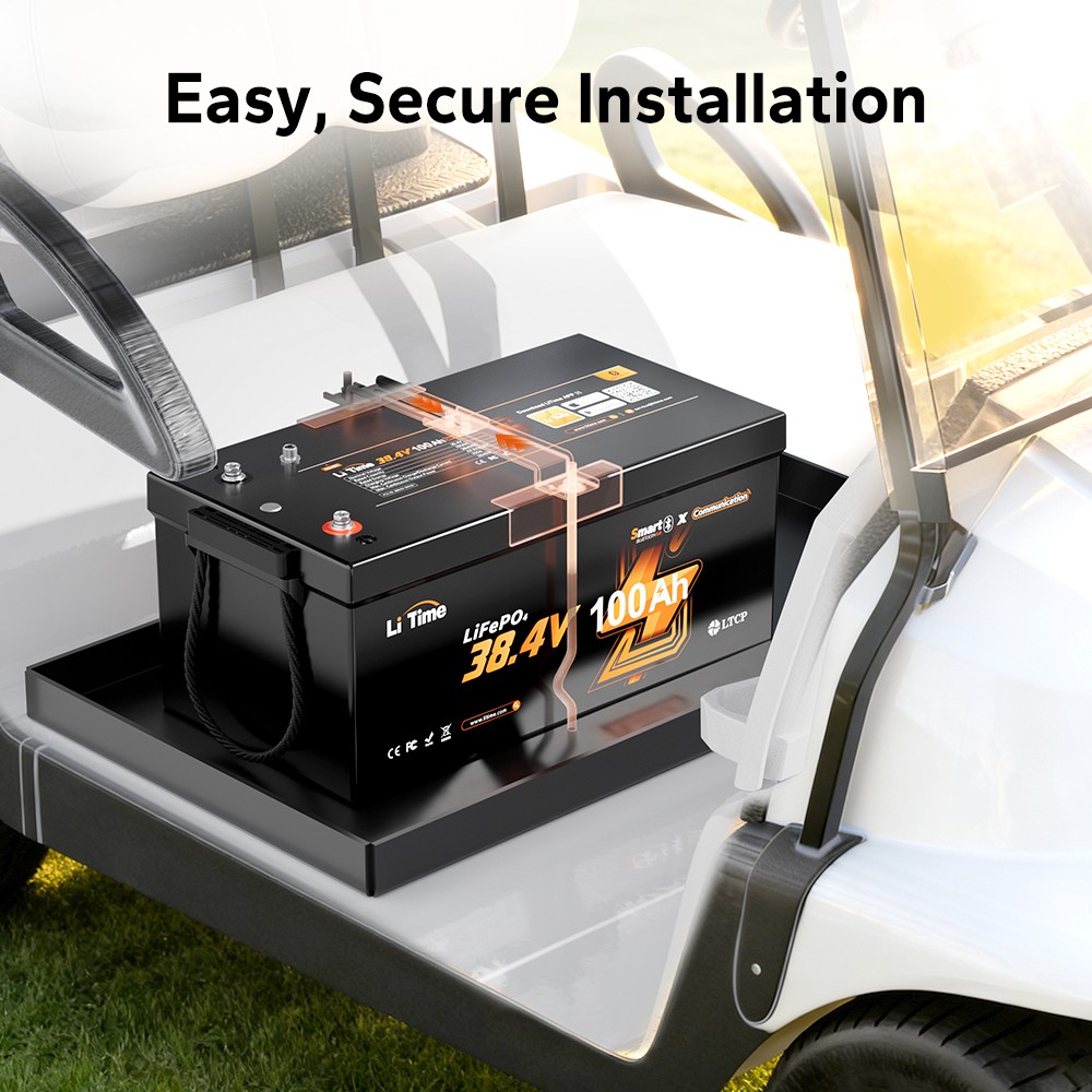 LiTime 36V 100Ah Upgraded Bluetooth LiFePO4 Lithium Battery for Golf Cart Marine