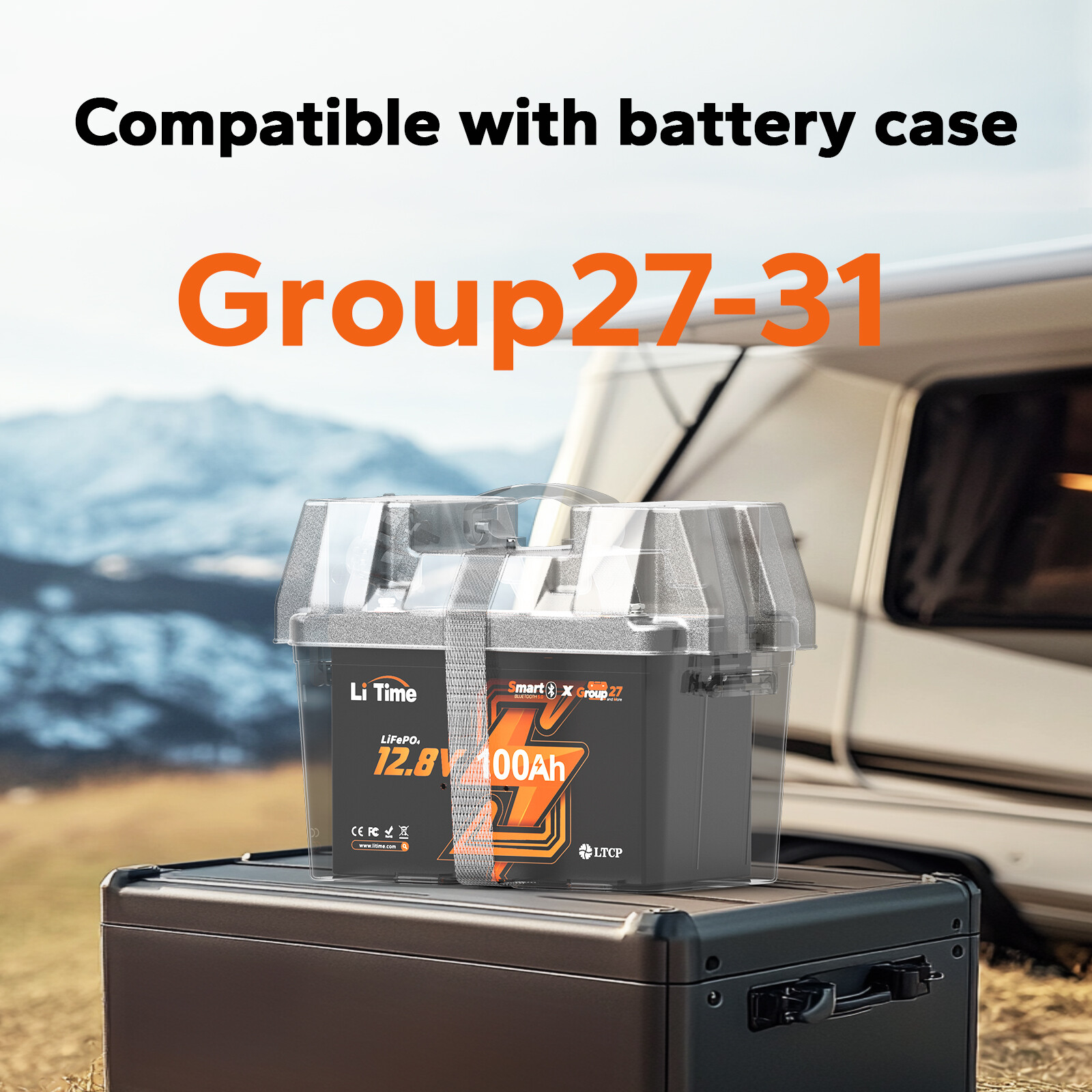 LiTime 12V 100Ah Group27 Bluetooth Low Temp LiFePO4 Lithium Battery For RV Boat