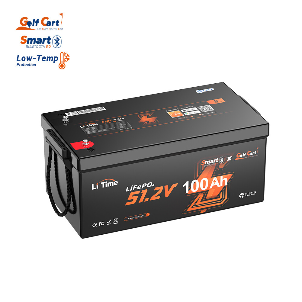 LiTime 48V 100Ah Golf Cart Bluetooth Lithium Battery LiFePO4 Support 5kW Motor