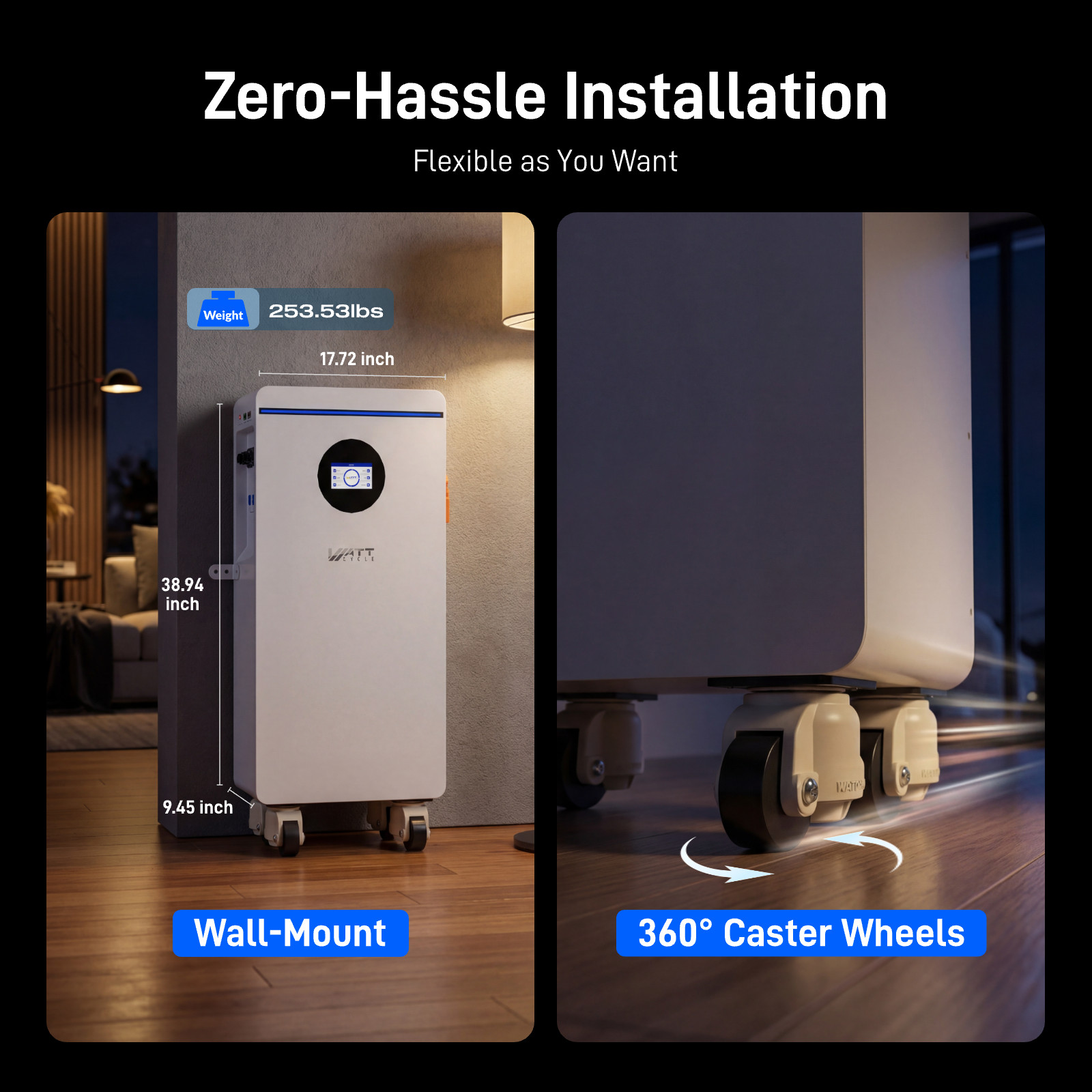 WattCycle 16KWh 48V 314Ah LiFePO4 Battery Active Balancing Solar Home Backup UPS