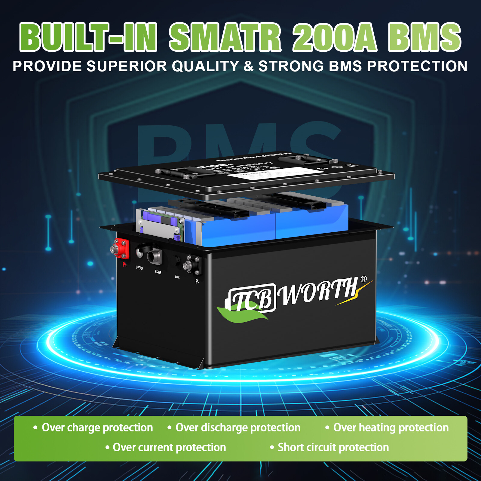36V 105Ah Golf Cart LiFePO4 Battery 200A BMS Bluetooth for Yamaha EZGO Club Cart