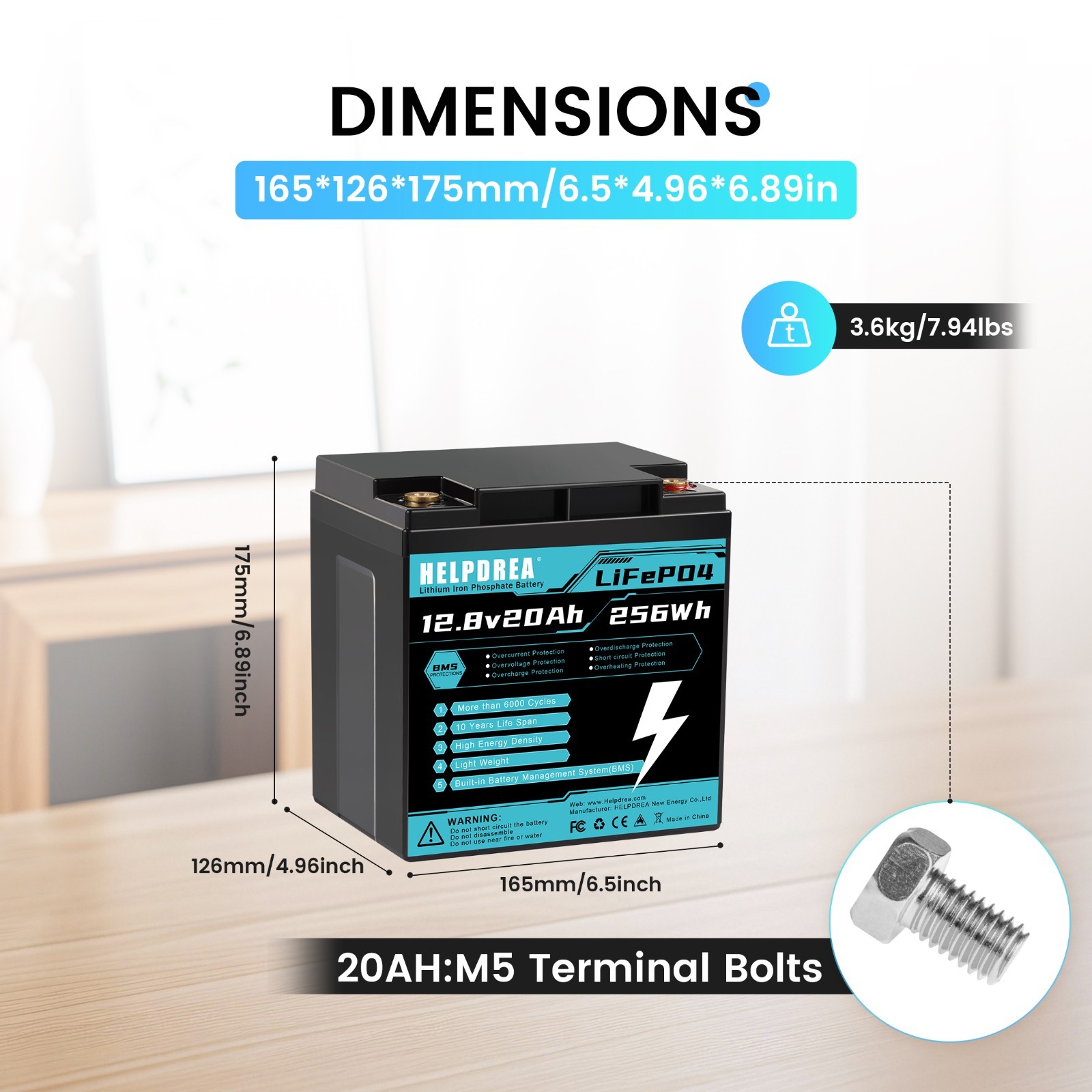 LiFePO4 Lithium Battery 12V 20Ah 50Ah 100Ah 200Ah for RV Solar Marine Off-grid
