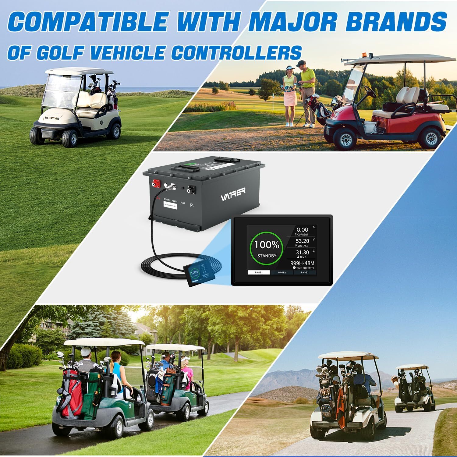 Lifepo4 48V 105AH Golf Cart Battery with 200A BMS 15000+ Deep Cycles+20A Charger