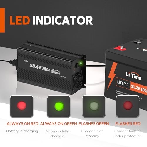 48V(58.4V) Lithium Battery Charger, for 51.2V Golf Carts Battery, 0V 48V 10A
