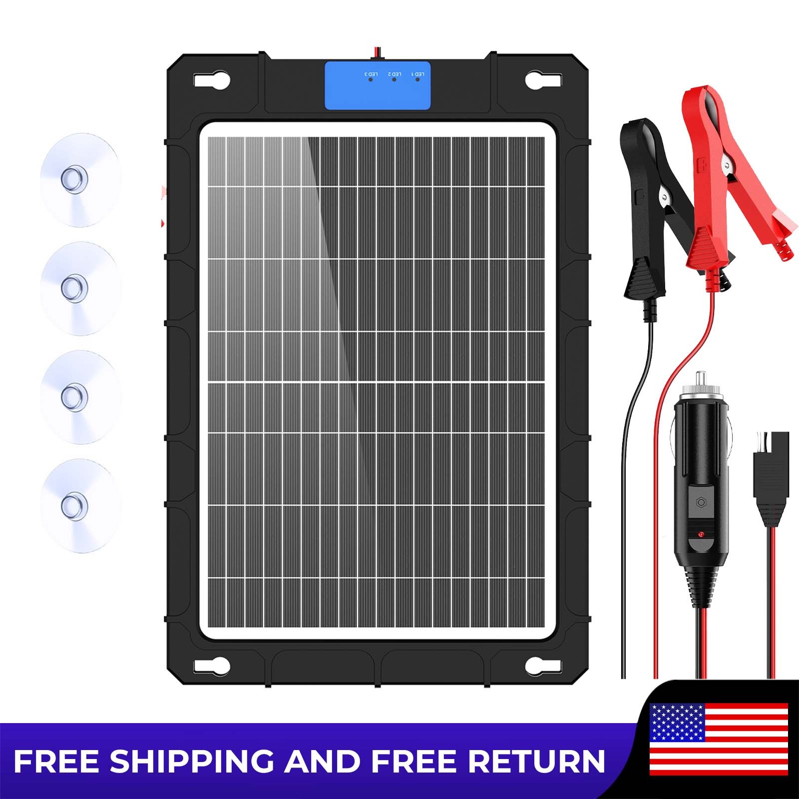 12V-12W Solar Panel Trickle Charger Battery Charger Kit Maintainer Boat Car RV