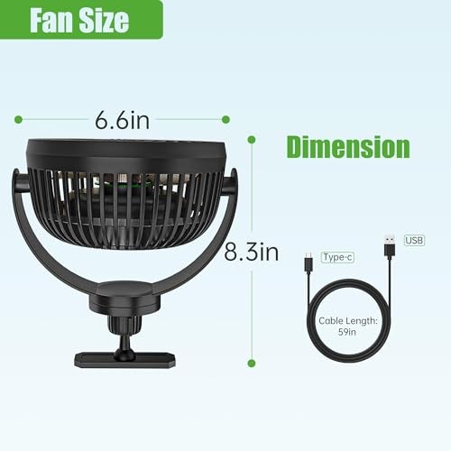 10L0L USB Golf Cart Fan – Magnetic Mount & Secure Black magnetic