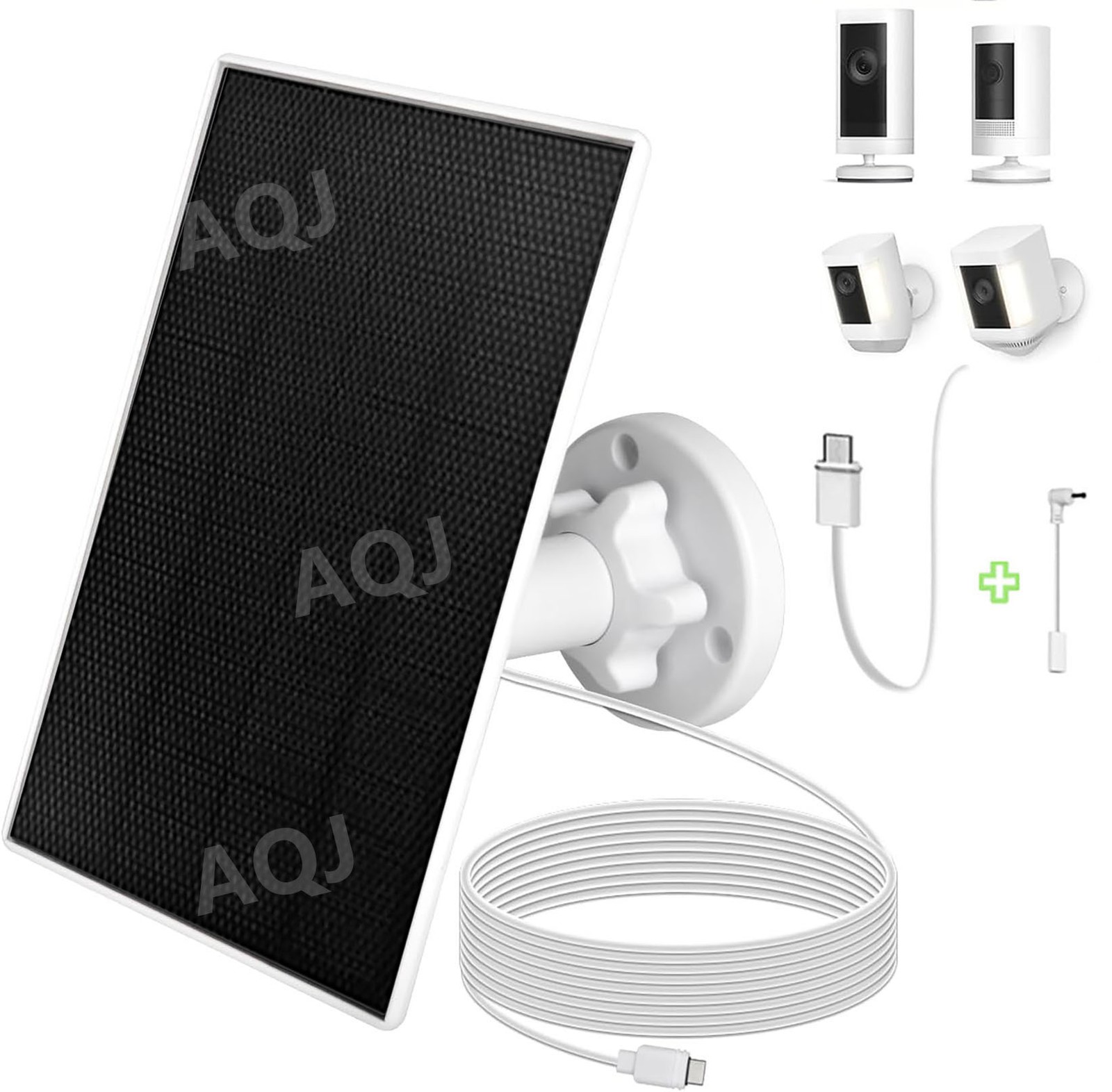 1 Pack 3W Solar Panels for Ring Cameras & Doorbells, 13ft USB-C Charger Cable