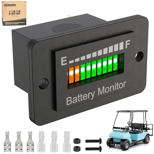 12V-72V Battery Monitor for Golf Cart, LED Battery Level Indicator Meter Black
