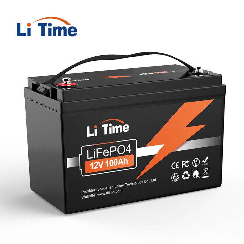 LiTime 12V 100Ah LiFePO4 Lithium Battery 100A BMS for RV Camping Marine Solar