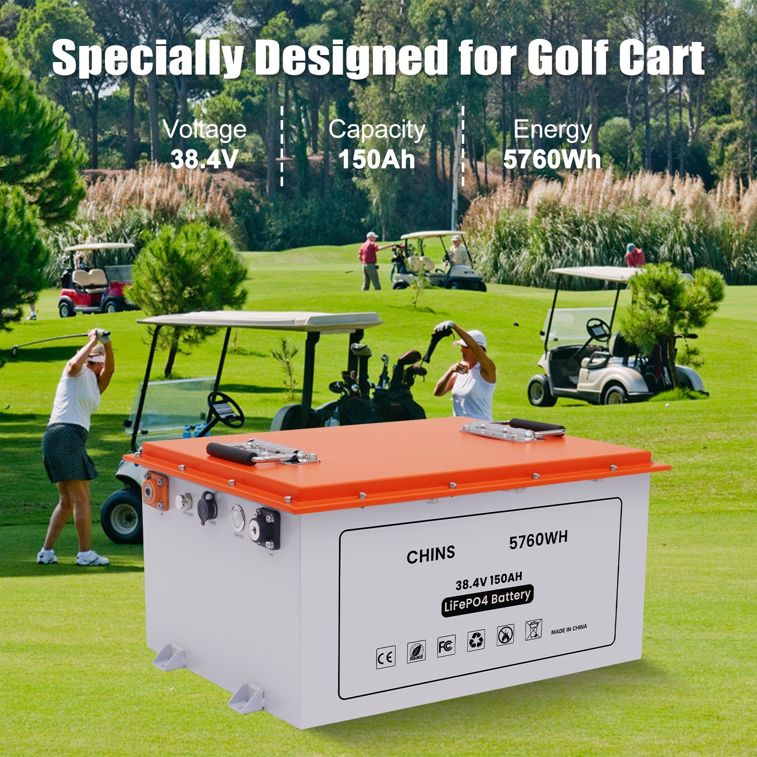 CHINS 36V 150Ah LiFePO4 Battery, 200A BMS,for Golf Car, Trolling Motor etc(Used)