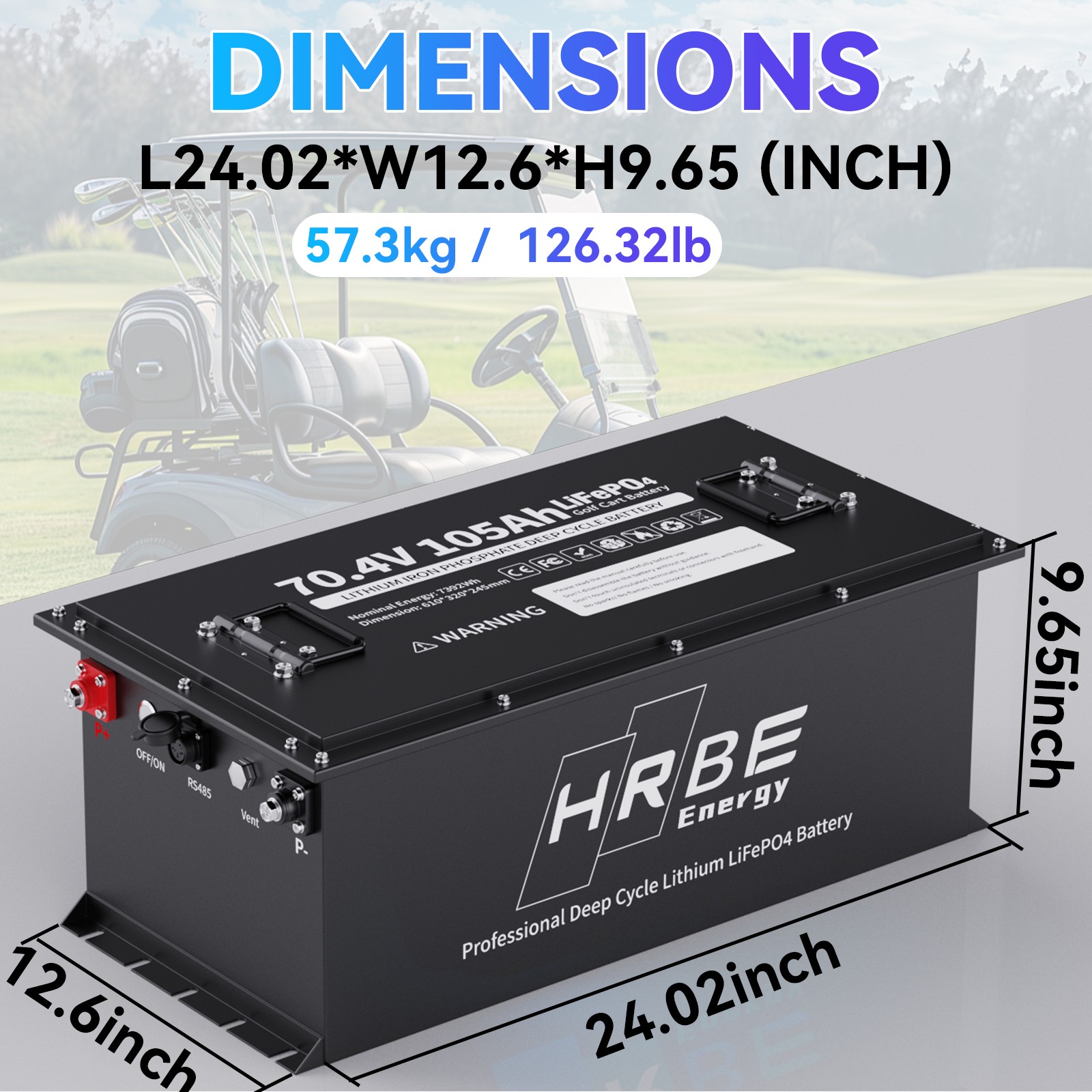 72V 105Ah Golf Cart Lithium LiFePO4 Battery Club Car 200A BMS 20000+ Deep Cycle