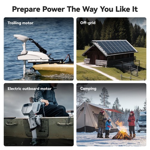 Power Queen 24V 50Ah TM Smart Bluetooth LiFePO4 Battery for Trolling Motor Solar