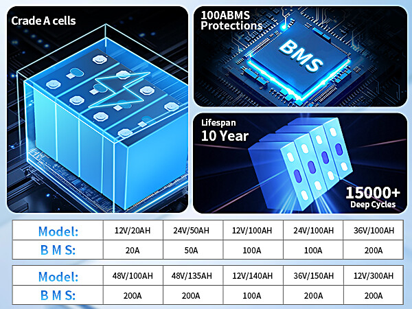 12V 100Ah LiFePO4 Lithium Battery BMS Deep Cycle For RV Solar Energy 1280Wh