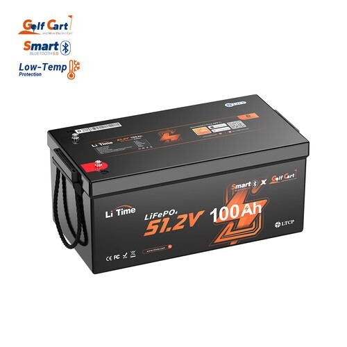 LiTime 48V 100Ah Bluetooth Golf Cart LiFePO4 Lithium Battery Charger Monitor Set