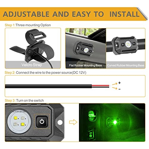 UTV Dome Light with Switch, Universal Roll Bar Mount LED Green and white