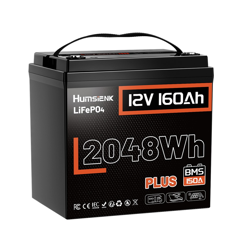 12V 160Ah Plus Lithium LiFePO4 Battery Low‑Temp Protection 150A BMS Camping RVs