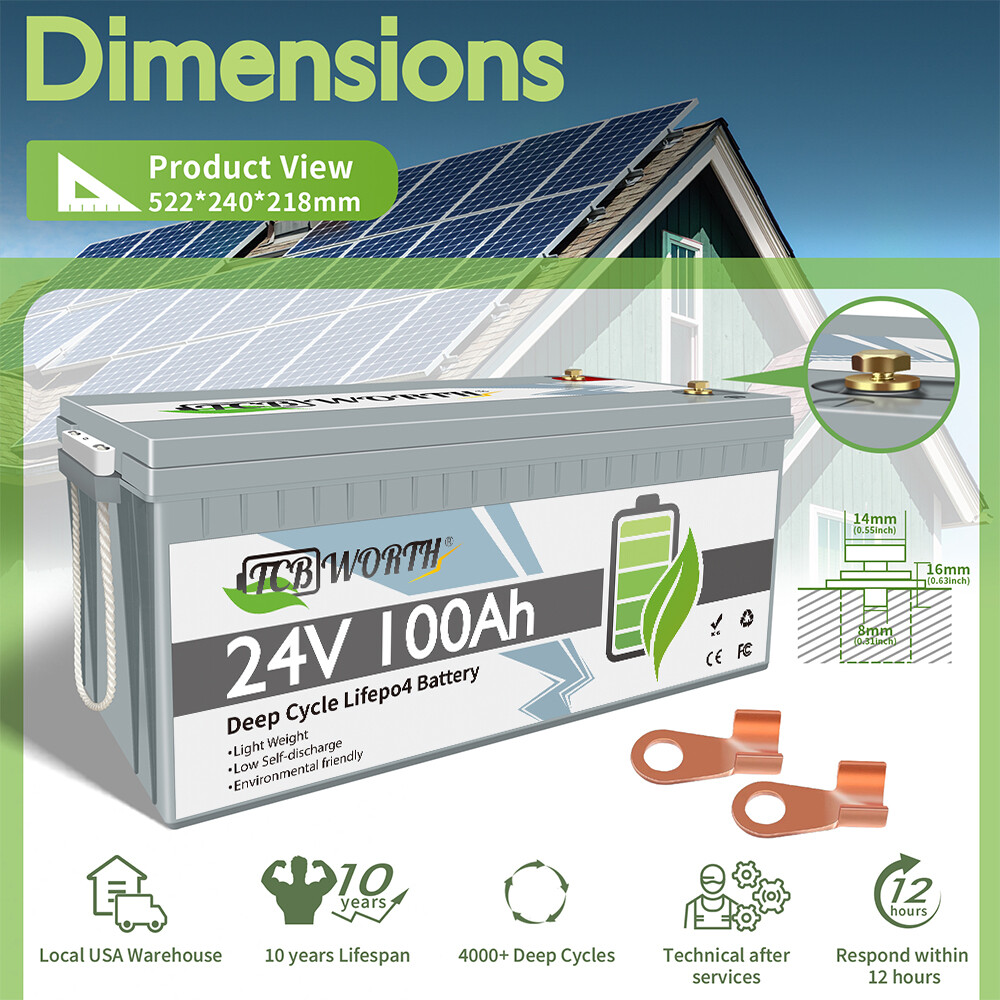 12V/24V 60A 100Ah 300Ah LiFePO4 Lithium Battery 100A BMS 4000+ Deep Cycle for RV